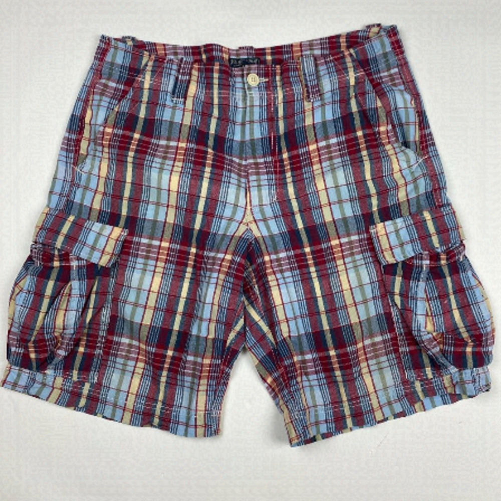 Vintage Ralph Lauren Polo Jeans Co. Plaid Cargo Shorts Mens 36 Cotton Madras
